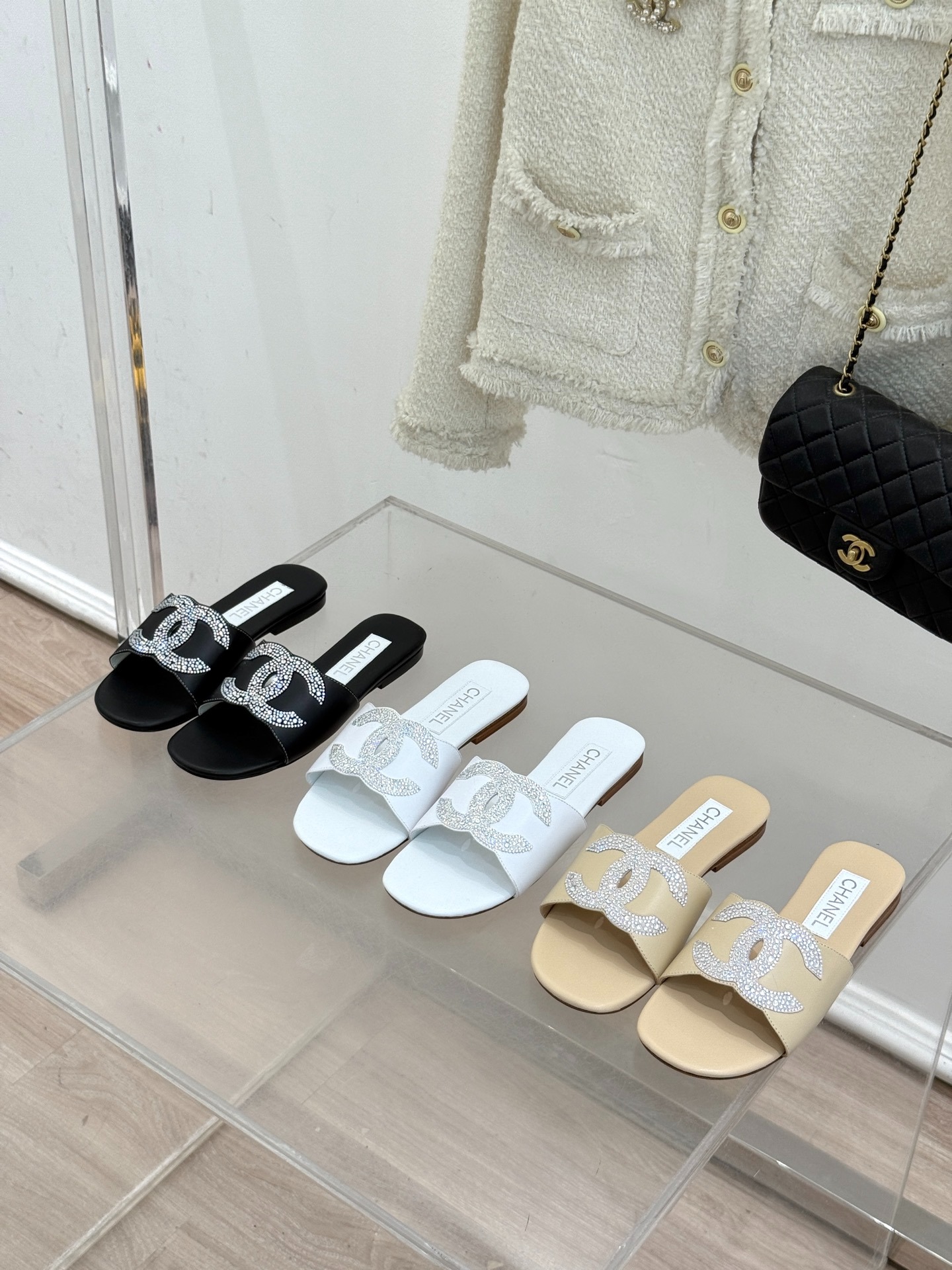 샤* 25p 봄여름 신상 큐빅 더블 C 슬리퍼