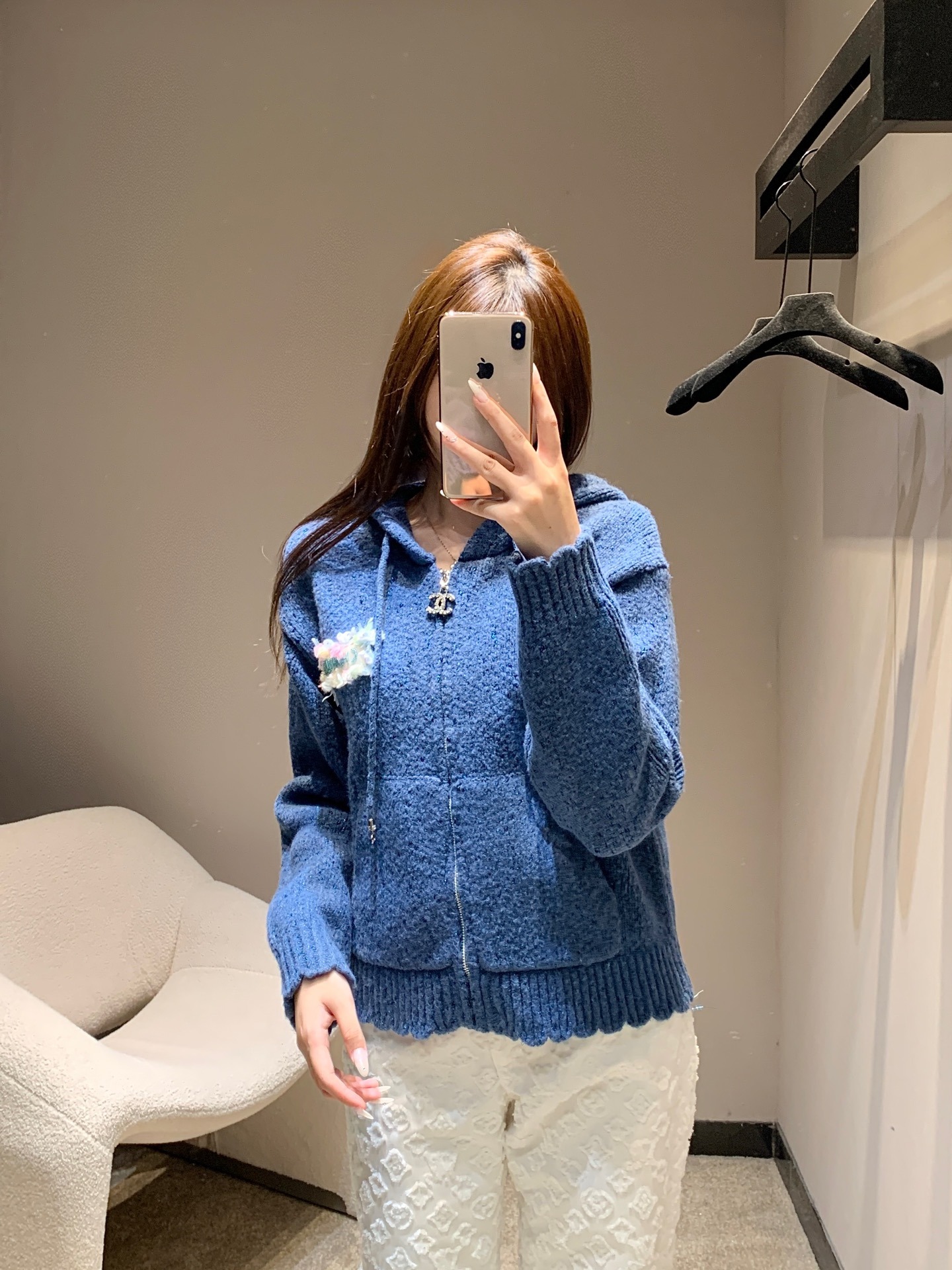 샤* 25Fw 신상 와펜 스트링 후드 니트 카디건