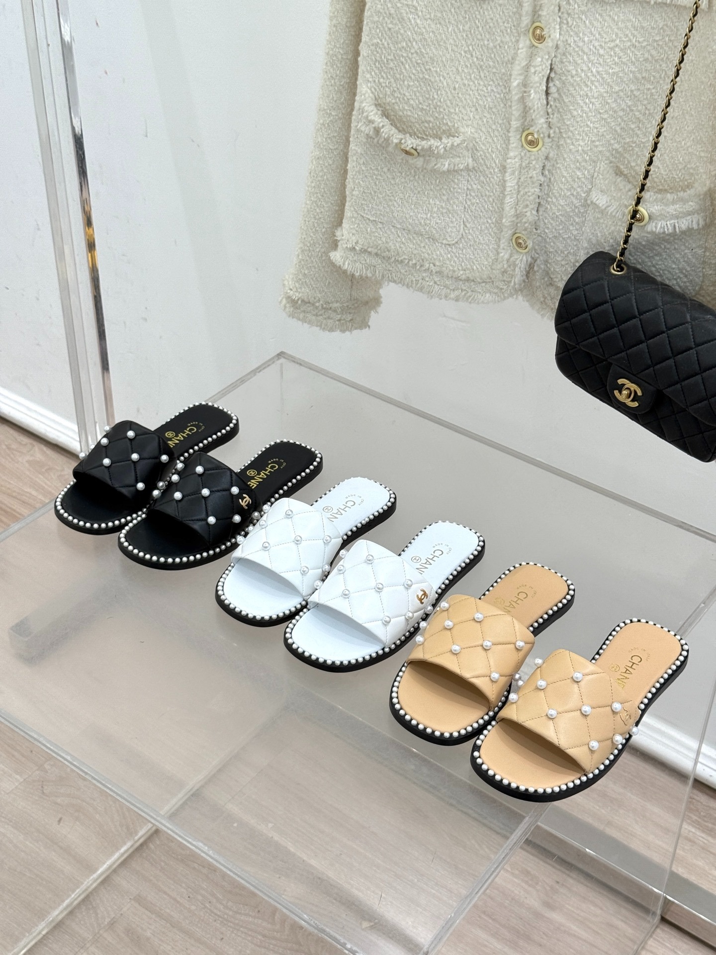 샤* 25P 봄여름 신상 진주 플랫 슬리퍼