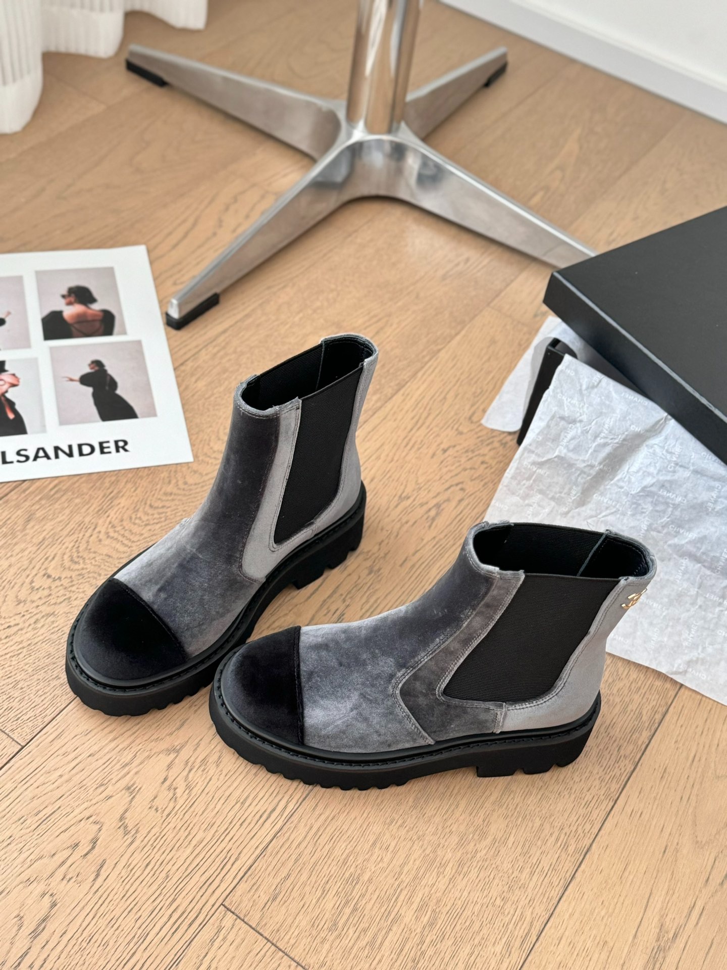 샤* 25B 신상 통굽 밴딩 앵클부츠