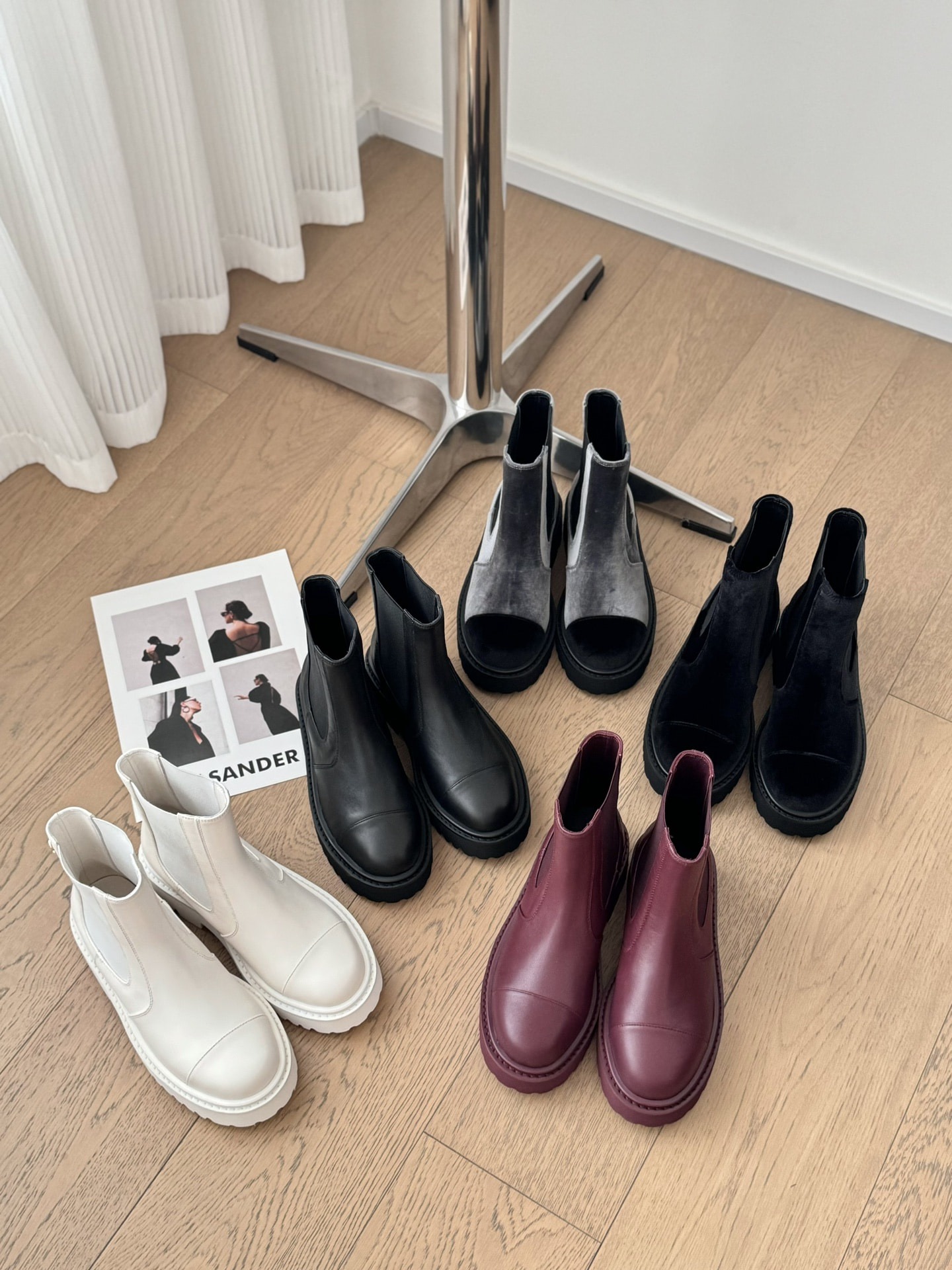 샤* 25B 신상 통굽 밴딩 앵클부츠