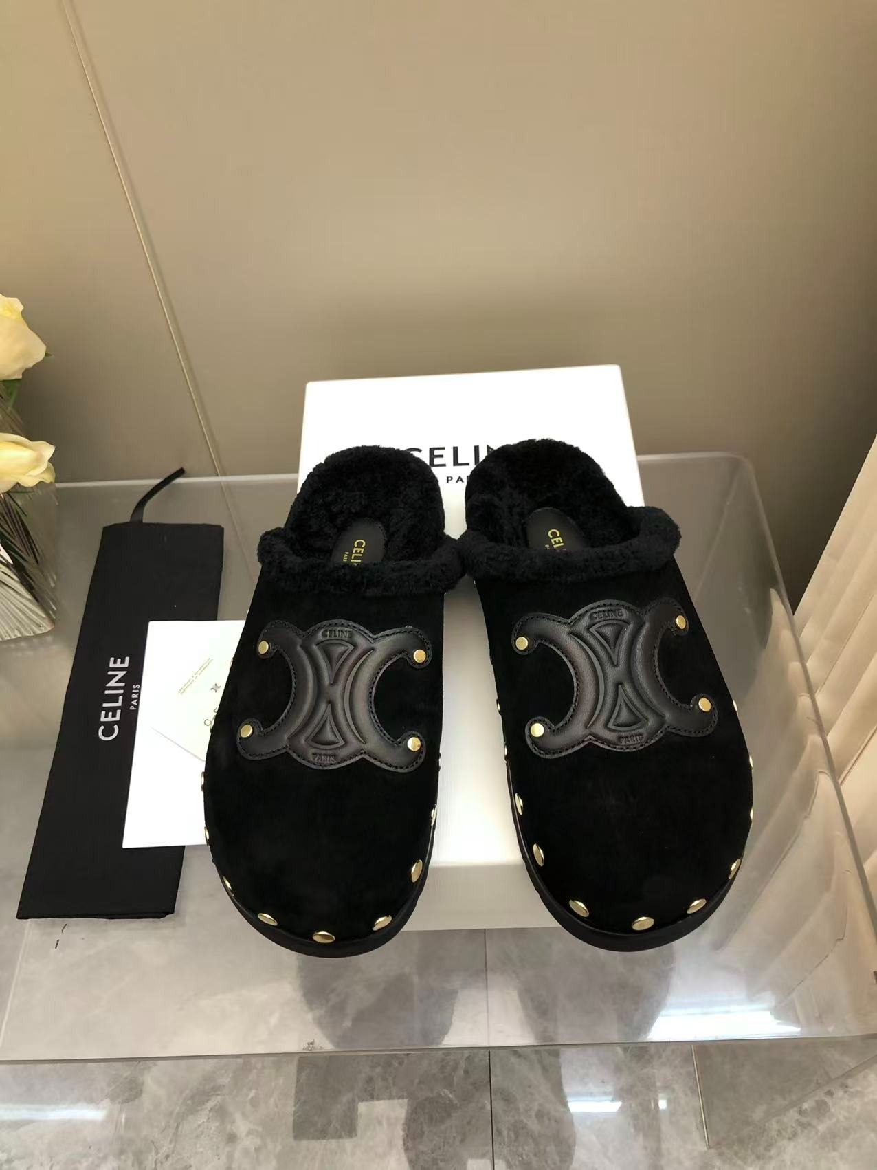 셀*느 양털 세미 슬리퍼