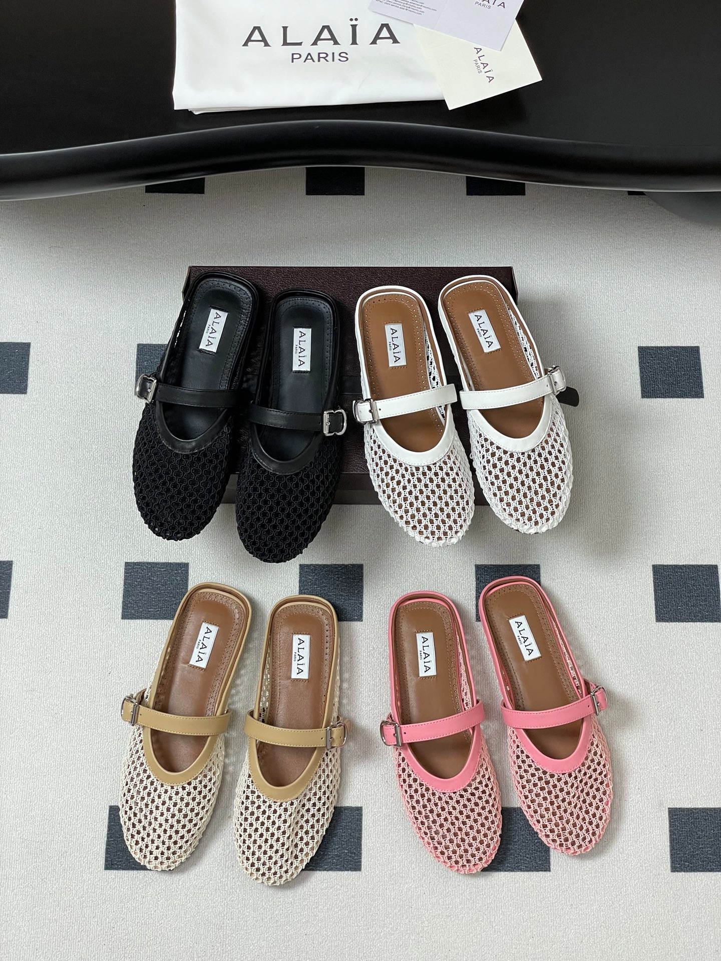 알*이아 프렌치 메쉬 플랫 슬리퍼