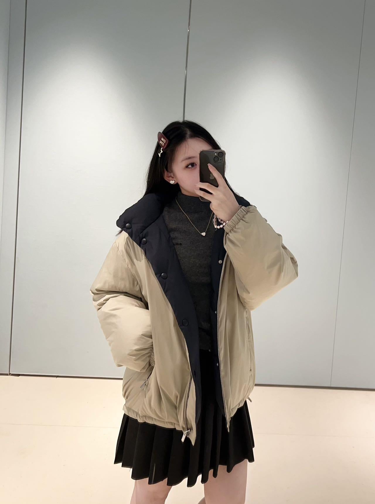 미*미* 25Fw 신상 로고 양면 패딩 코트