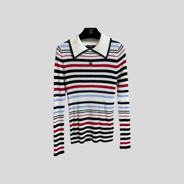 샤넬 스트라이프 니트 스웨터