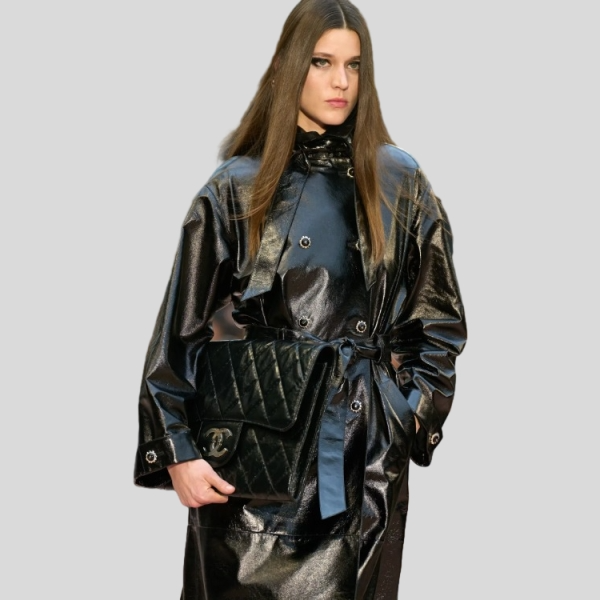 샤넬 브레스트 벨트 가죽 코트