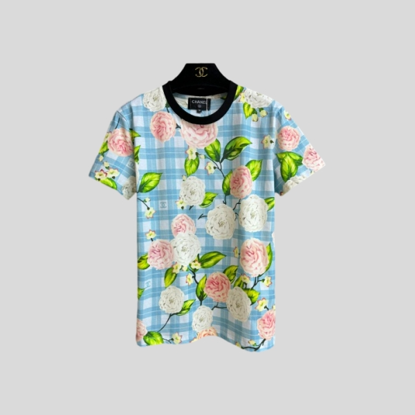 샤넬 까멜리아 프린트 티셔츠