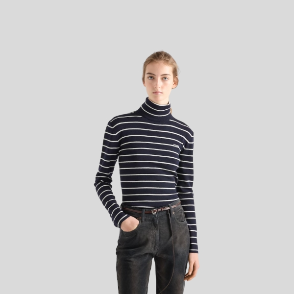 프라다 줄무늬 울 터틀넥 스웨터