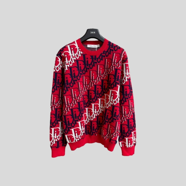 디올 레드 모노그램 스웨터