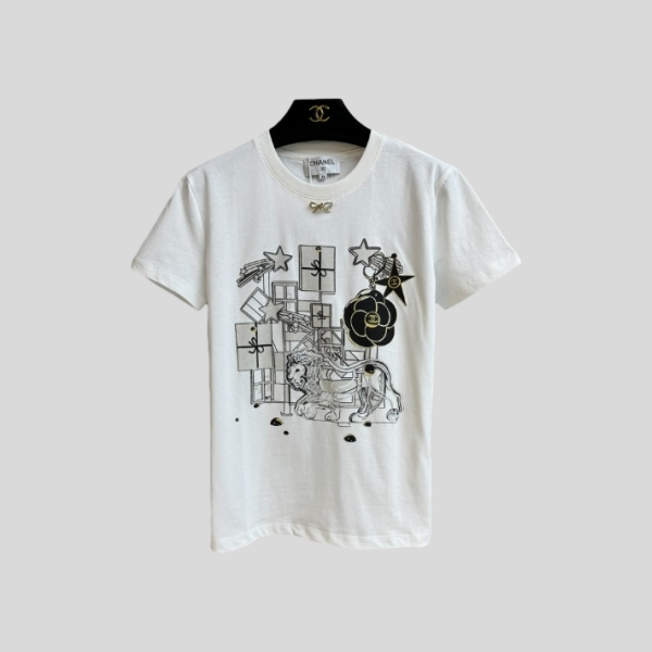 샤넬 라이언 프린트 티셔츠
