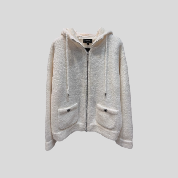 샤넬 후드 시어링 가디건