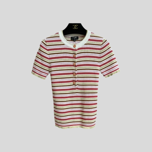 샤넬 스트라이프 니트 반팔