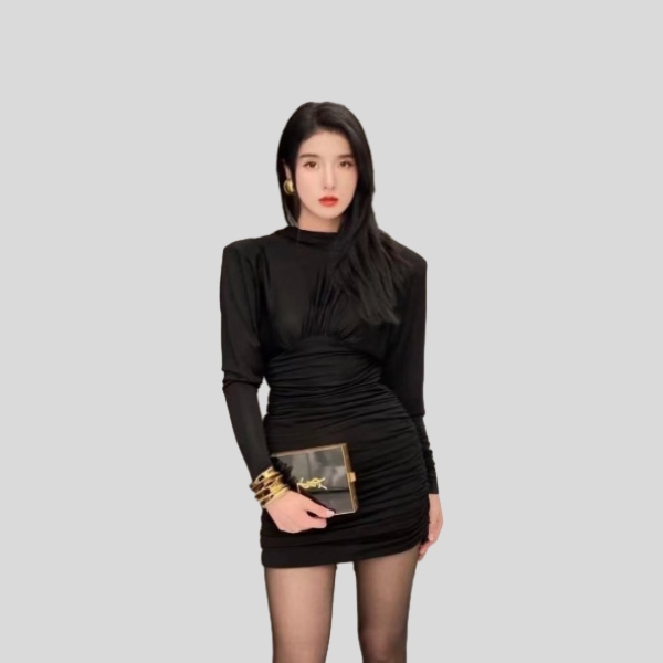 생로랑 드레이프 백리스 드레스