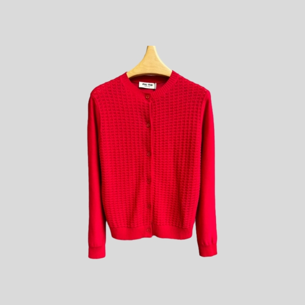 미우미우 레드 울 가디건