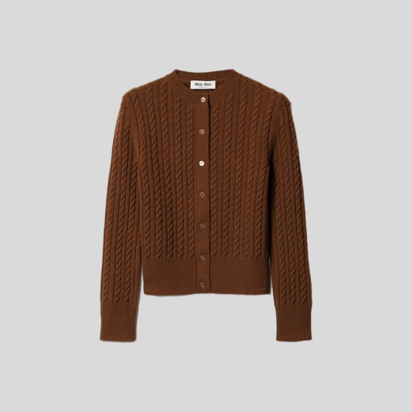 미우미우 케이블 니트 캐시미어 가디건
