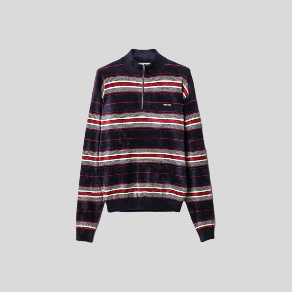 미우미우 셔닐 하프 지퍼 스웨터