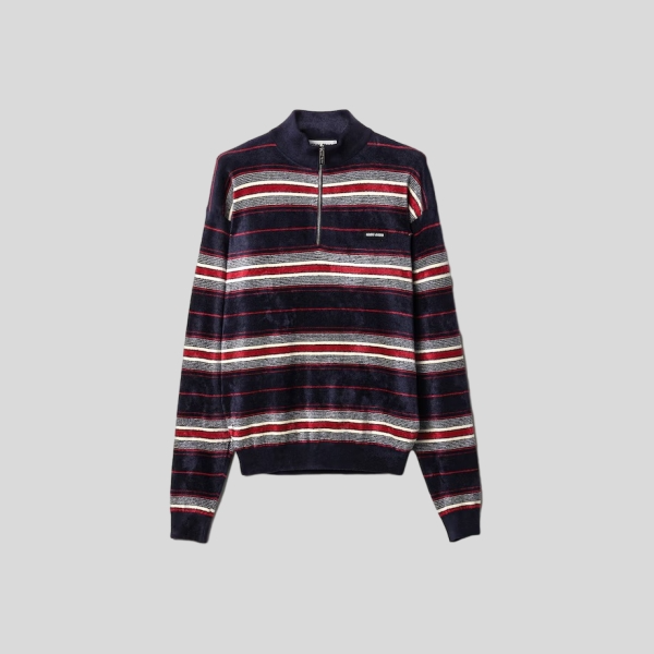 미우미우 셔닐 하프 지퍼 스웨터