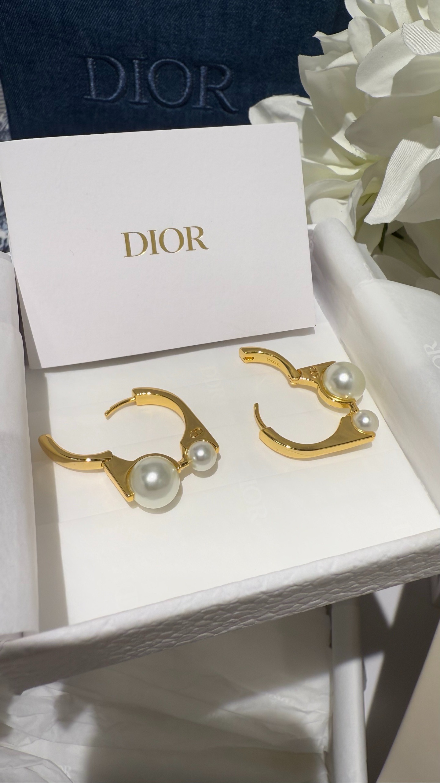 디* 더블 진주 골드 귀걸이