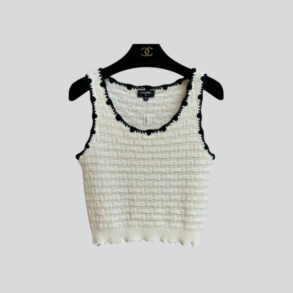 샤넬 레이스 니트 베스트