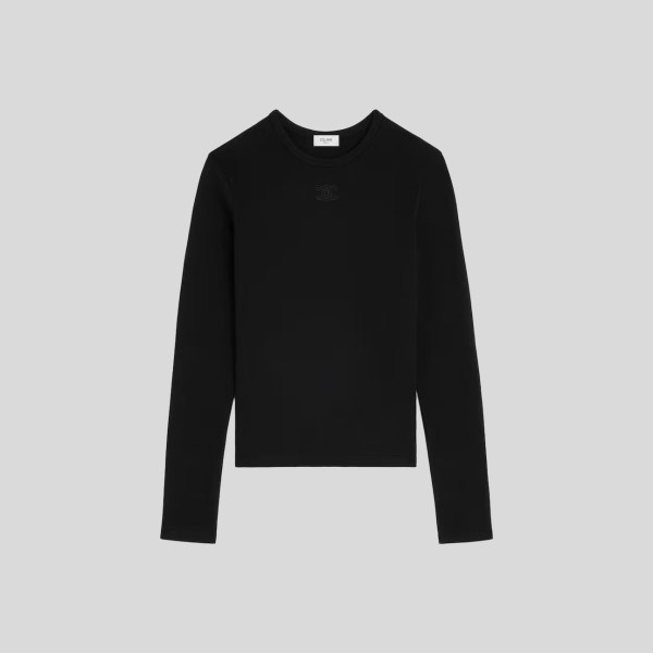 셀린느 리브드 코튼 저지 트리옹프 티셔츠