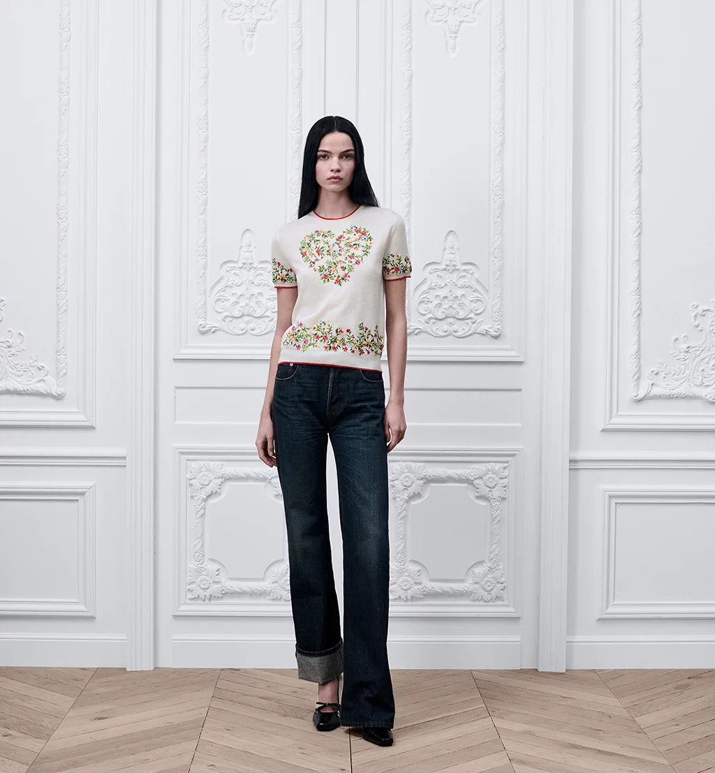 디올 자수 반팔 스웨터