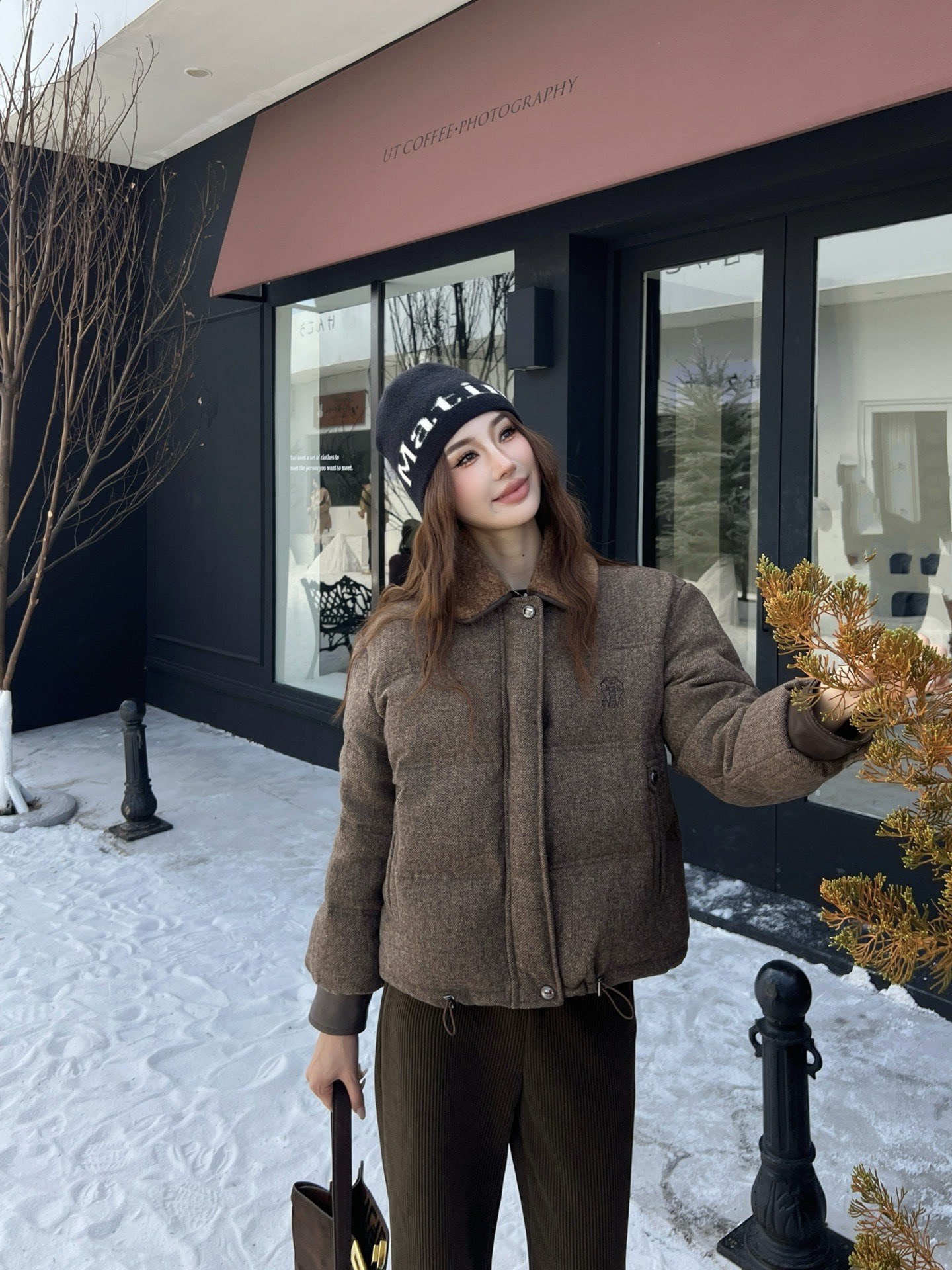 브*넬로쿠치넬리 신상 양털 터틀넥 숏패딩