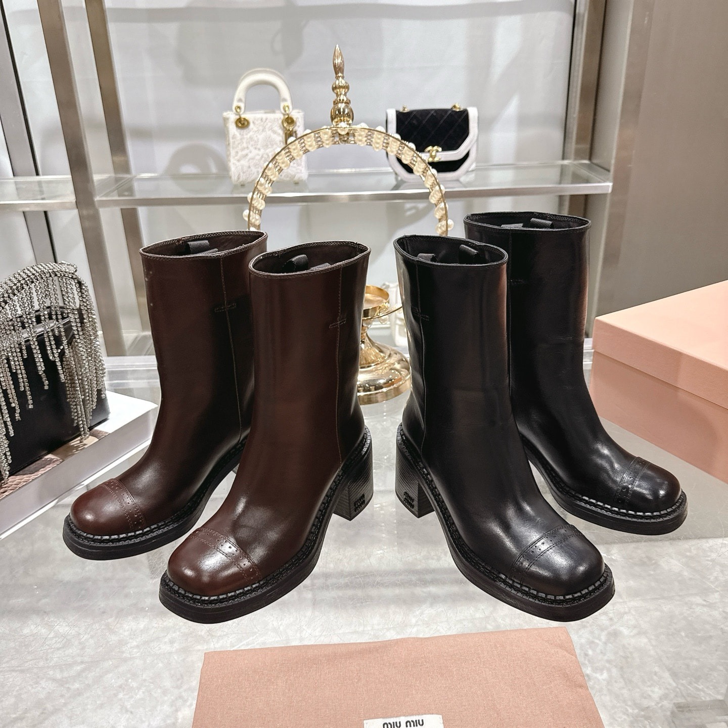 미*미* 신상 빈티지 가죽 앵클부츠