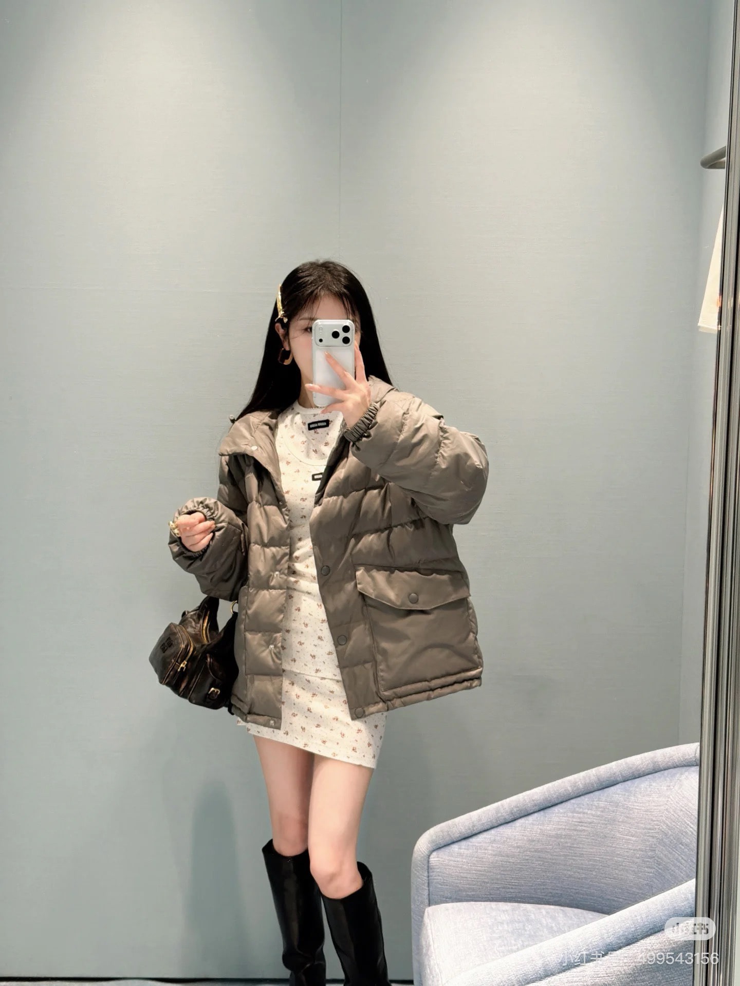 미*미* 25Fw 신상 로고 슬림 후드 패딩