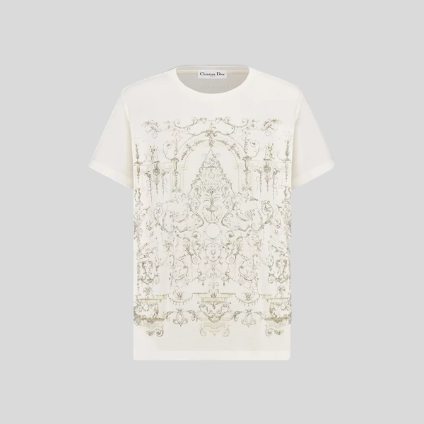 디올 화이트 코튼 저지 티셔츠