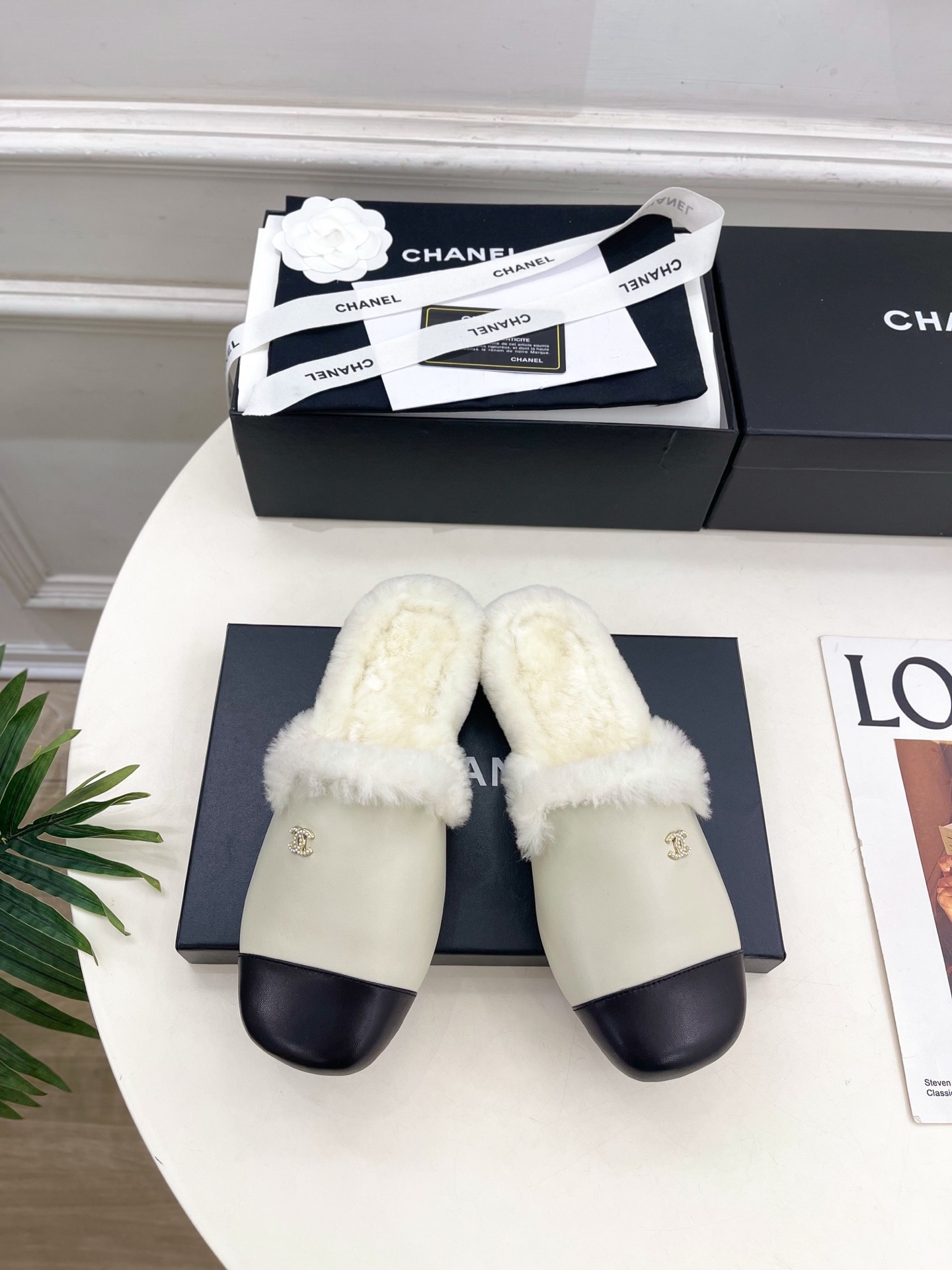 샤* 25 신상 클래식 퍼 세미슬리퍼