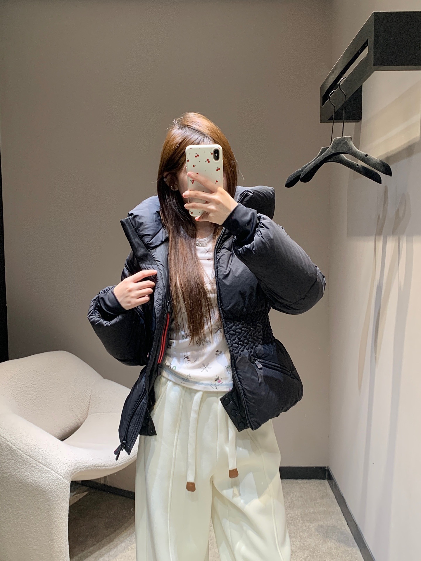 몽*레어 25FW 신상 셔링 조거 패딩 점퍼