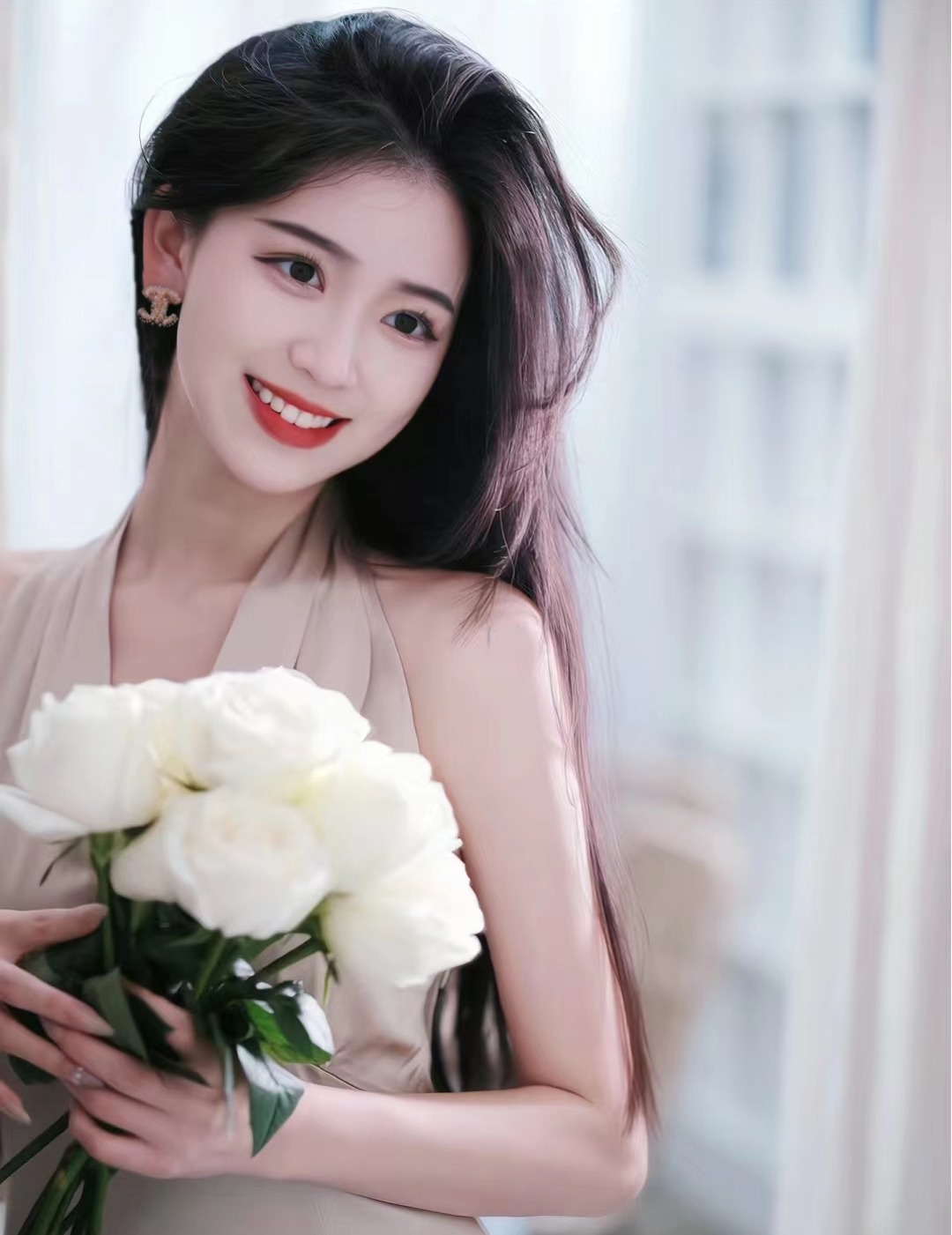 샤* 신상 양면 진주 이니셜 끈 귀걸이