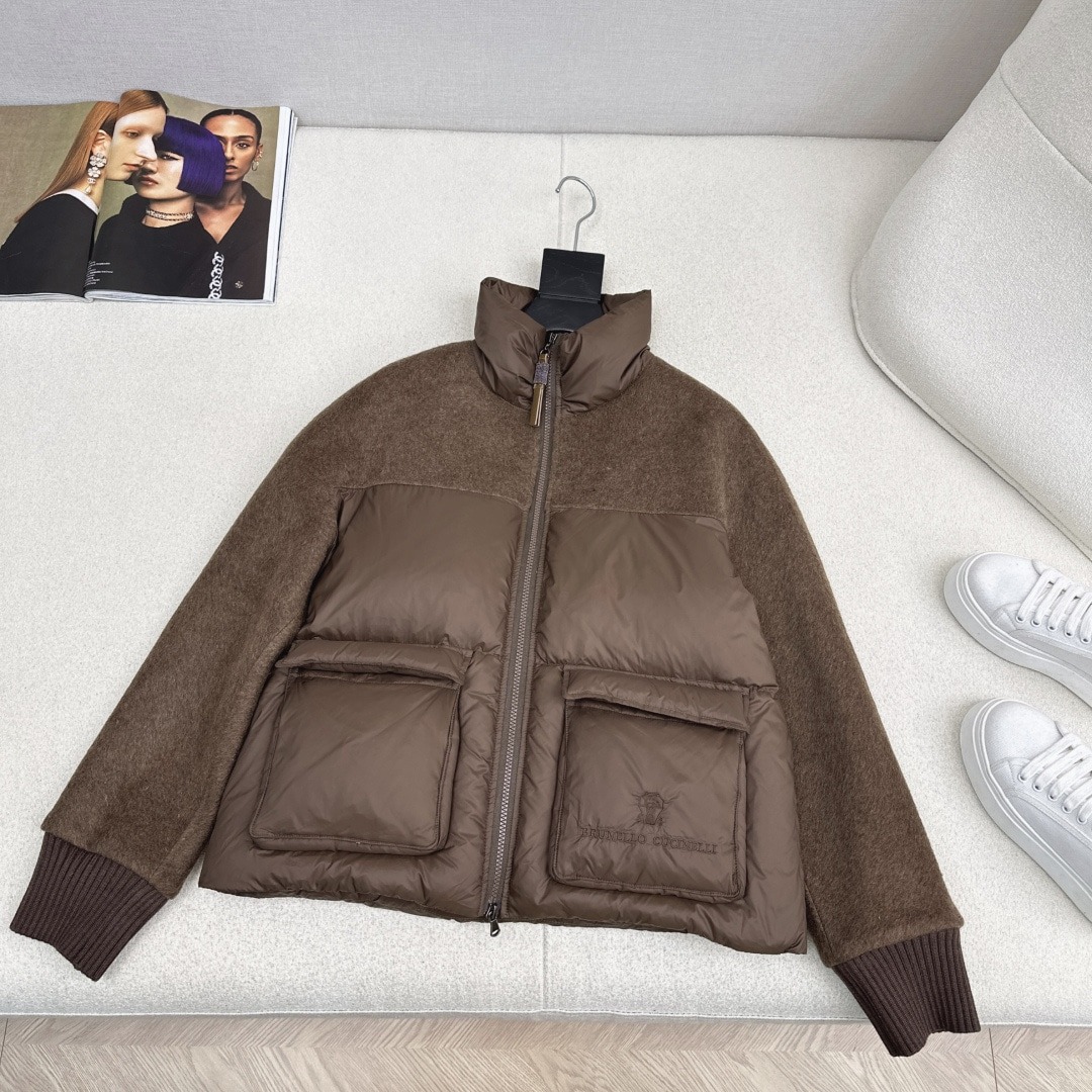 브*넬로쿠치넬리 양털 차이나 숏패딩