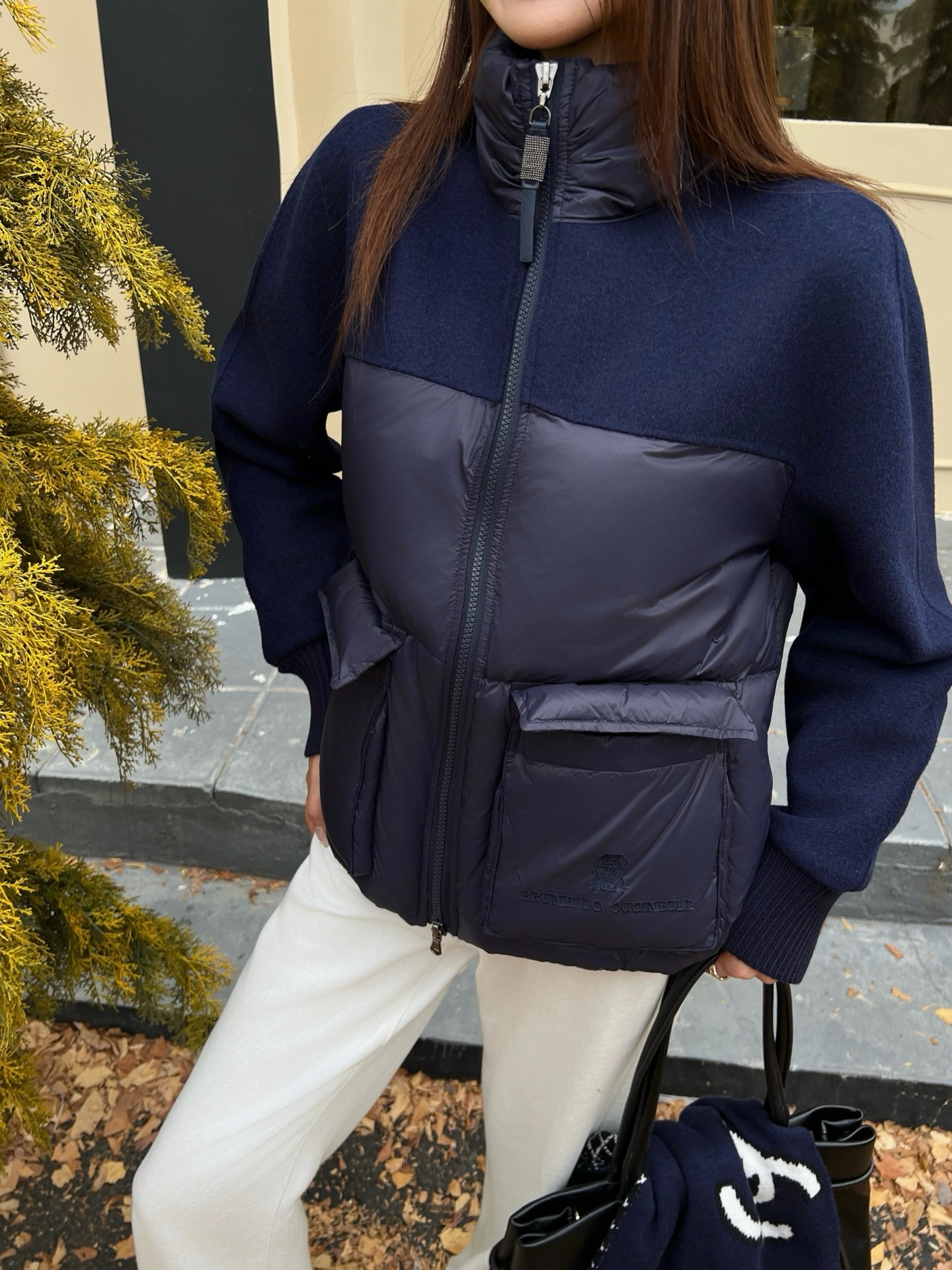 브*넬로쿠치넬리 양털 차이나 숏패딩