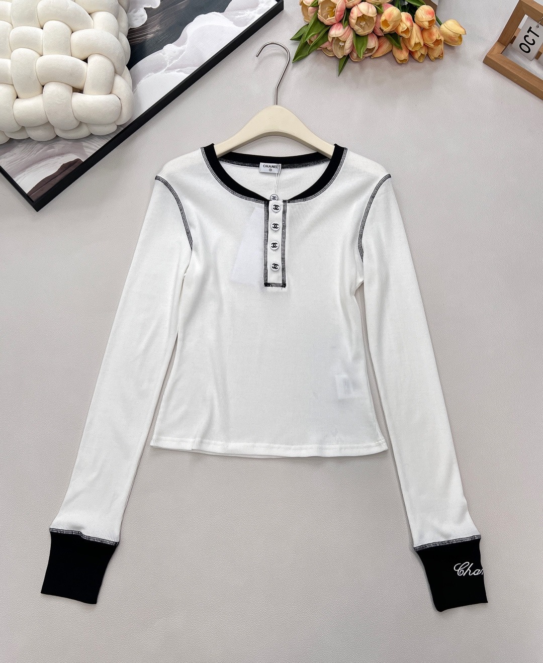 샤* 신상 배색 긴팔