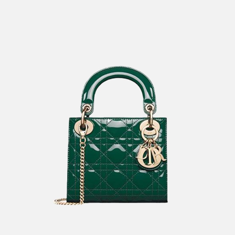 디올 미니 디올 레이디 백 파인 그린 페이턴트