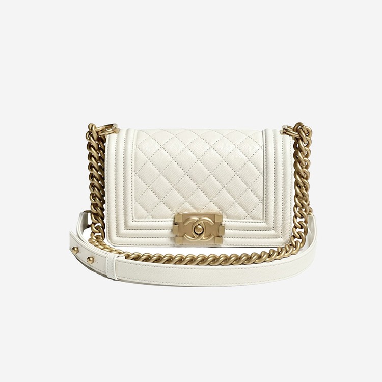 샤넬 보이백 스몰 캐비어 화이트 골드