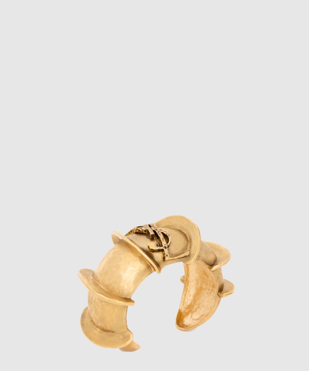 생로랑 메탈 소재 CASSANDRE 캐터필러 커프 830319