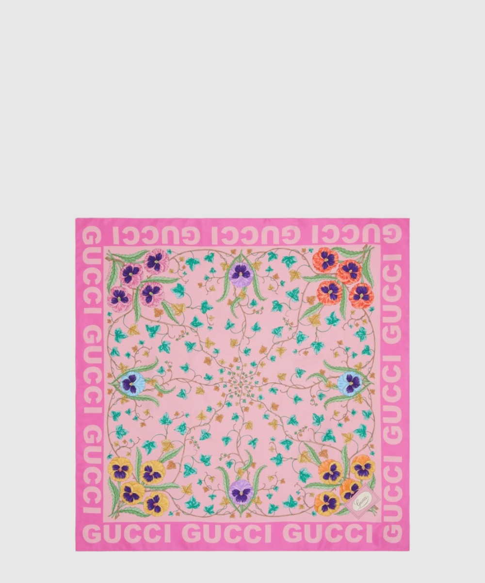 구찌 플로럴 프린트 실크 스카프 743876