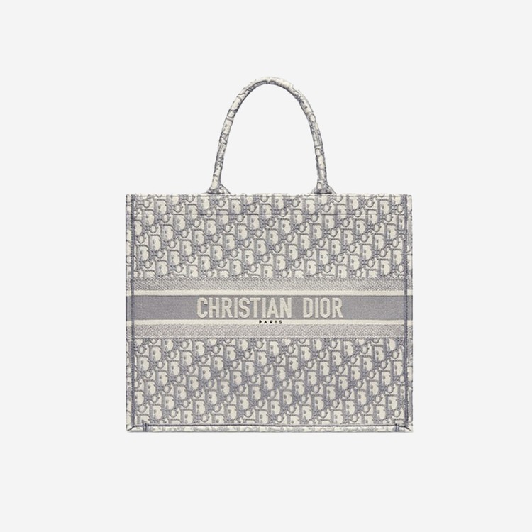 디올 그레이 오블리크 자수 북 토트백 라지 