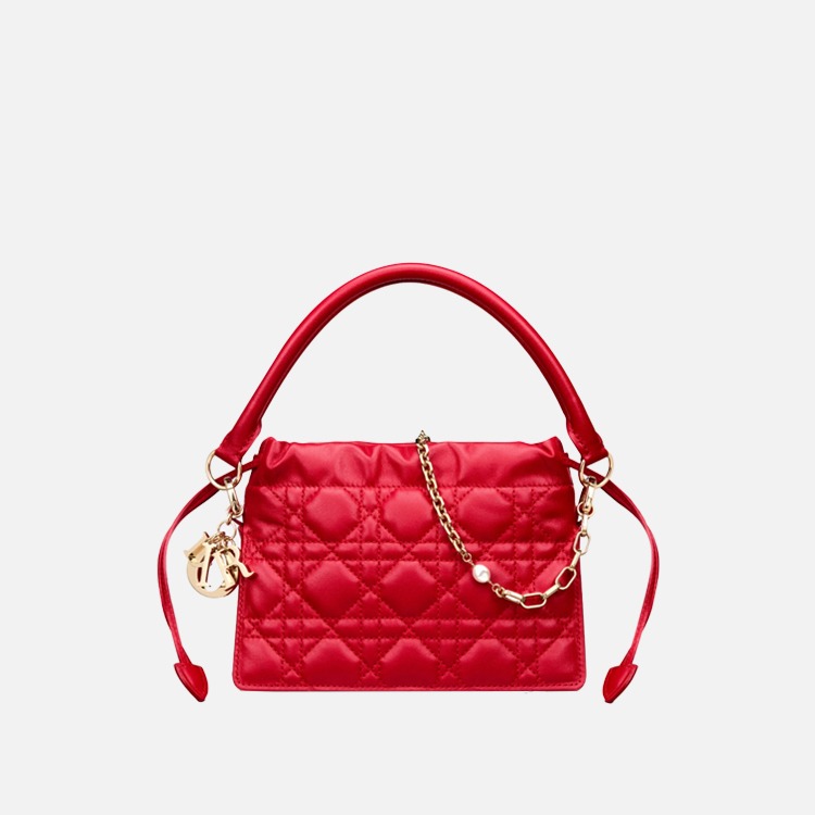  디올 레이디 미니 탑 핸들 드로우스트링 백