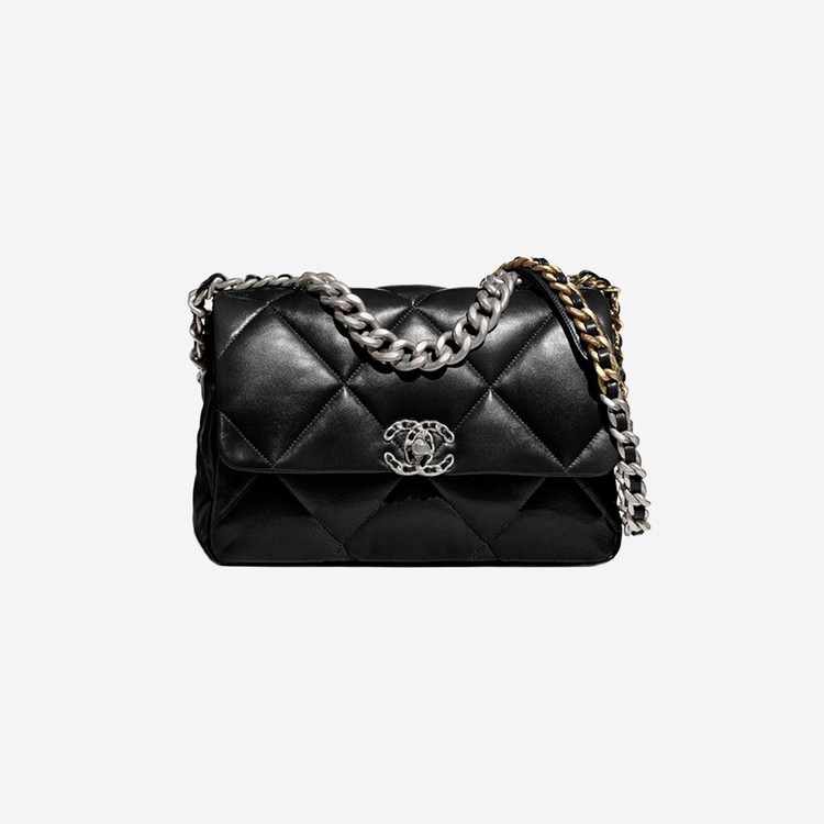 (W) 샤넬 19 플랩백 램스킨 라지 블랙 실버 【매장-1200만원대】
