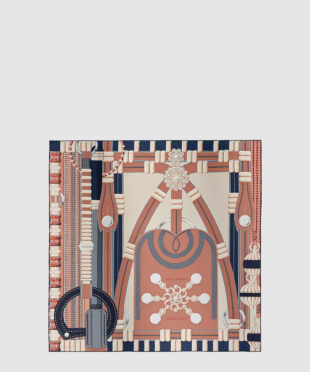 에르메스 Flora y Plata 스카프 90