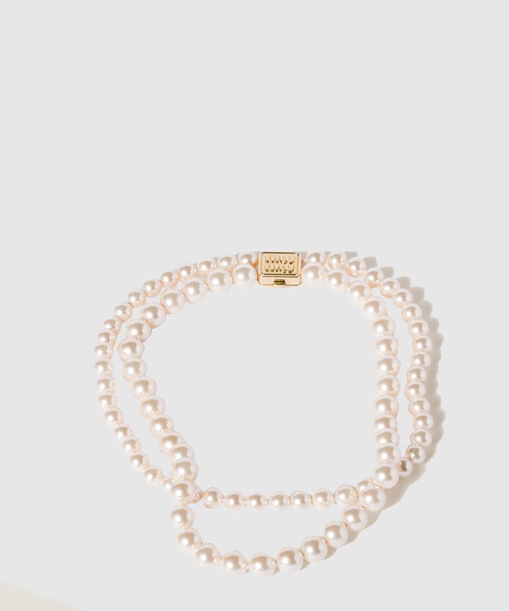 미우미우 메탈 및 진주 넥클리스 5IC166