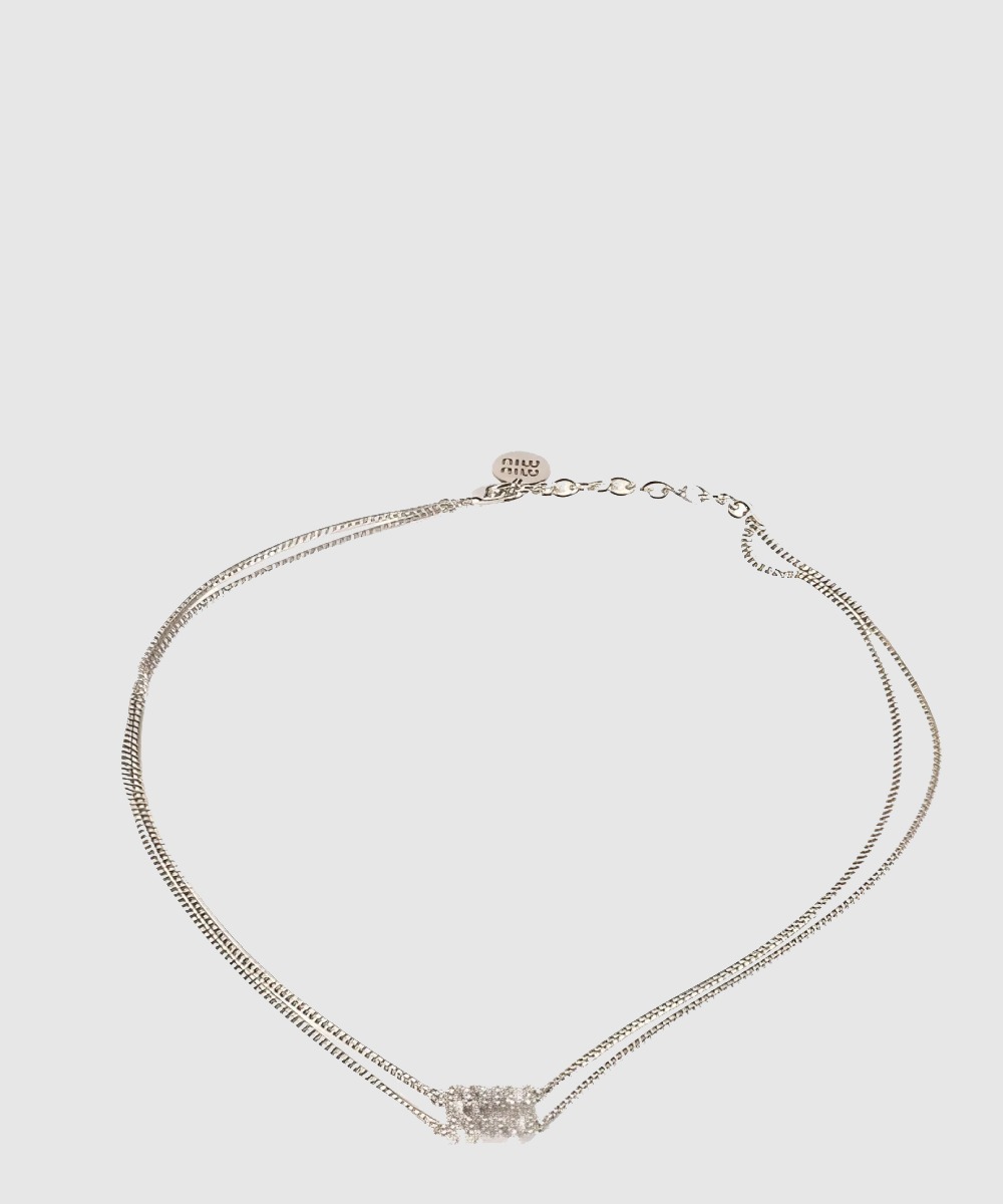 미우미우 크리스털 장식 메탈 목걸이 5IC126