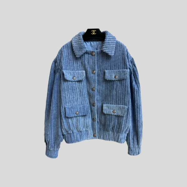 샤넬 블루 코듀로이 재킷