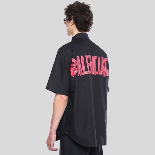 발렌시아가 로고 프린트 셔츠