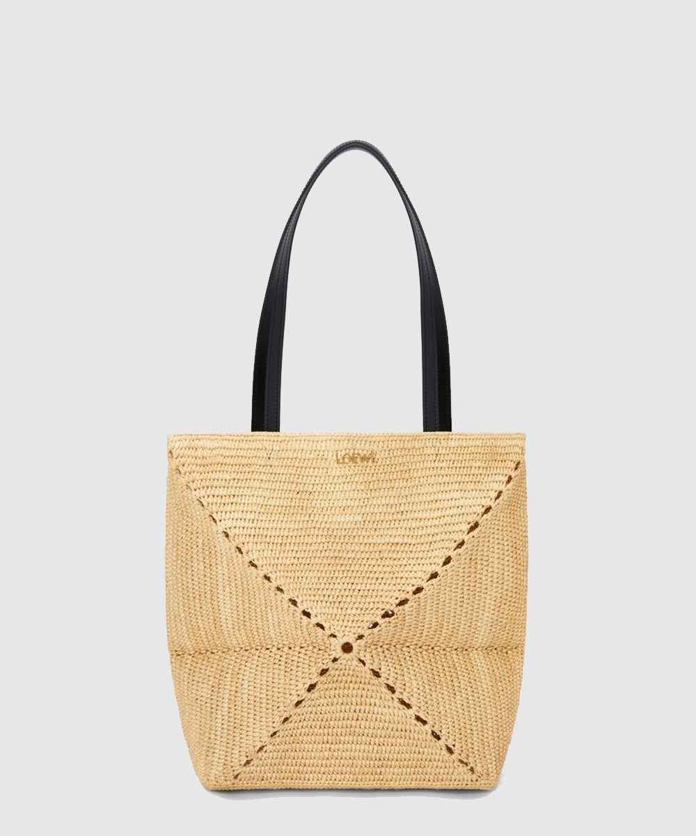 로에베 미디엄 퍼즐 폴드 토트 라피아