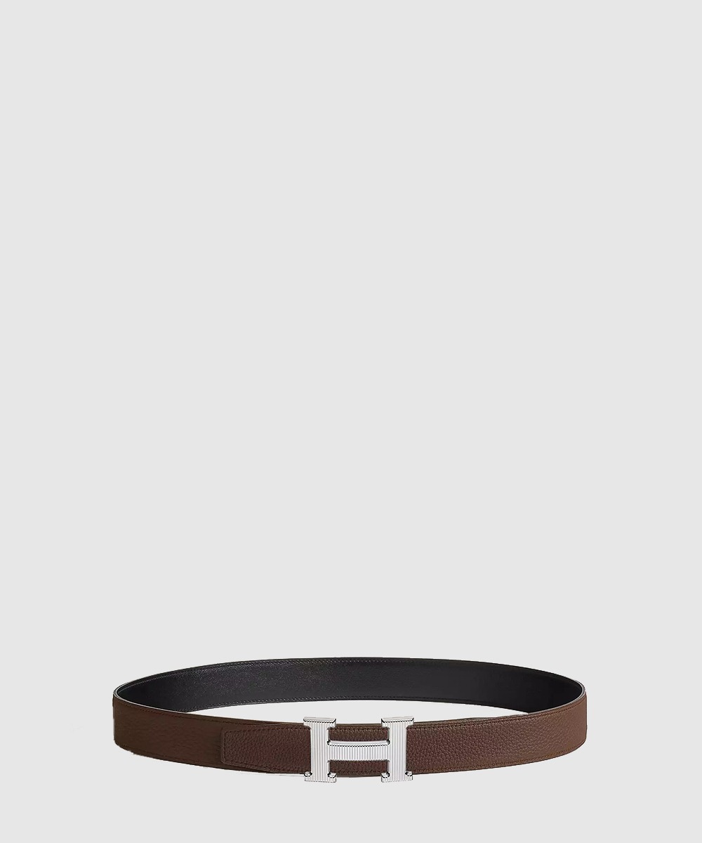 에르메스 H Strie 벨트 버클 리버서블 가죽 스트랩