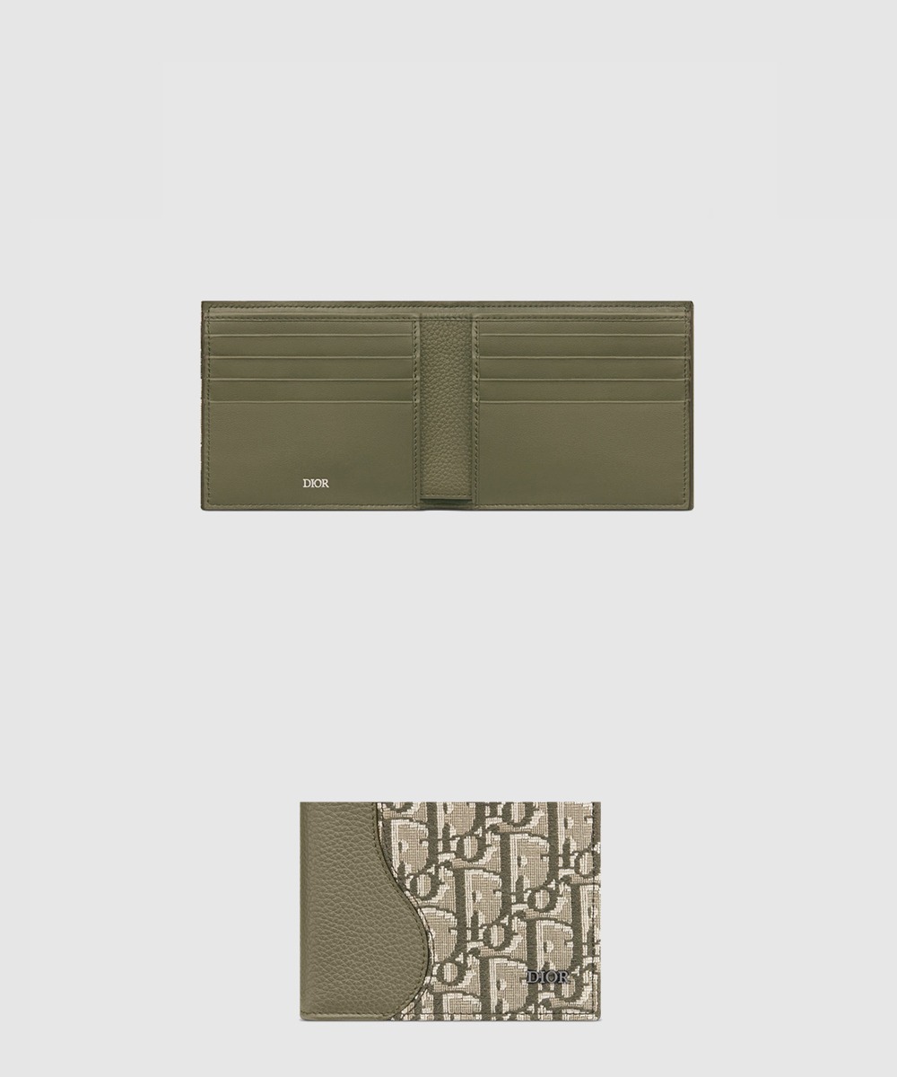 디올 반지갑 새들 2단 지갑 오블리크 자카드 2ADBH